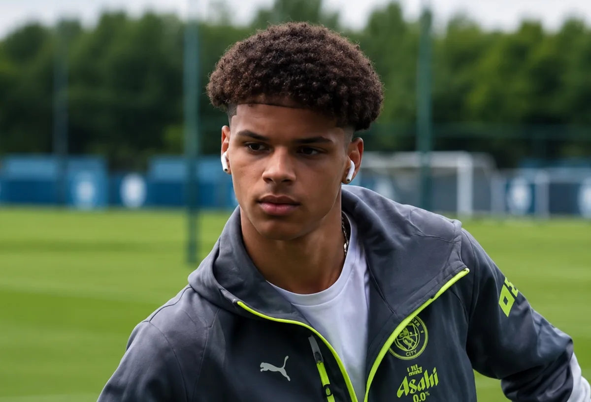 Nico O'Reilly in Manchester City training, ready to play anywhere for the first team.