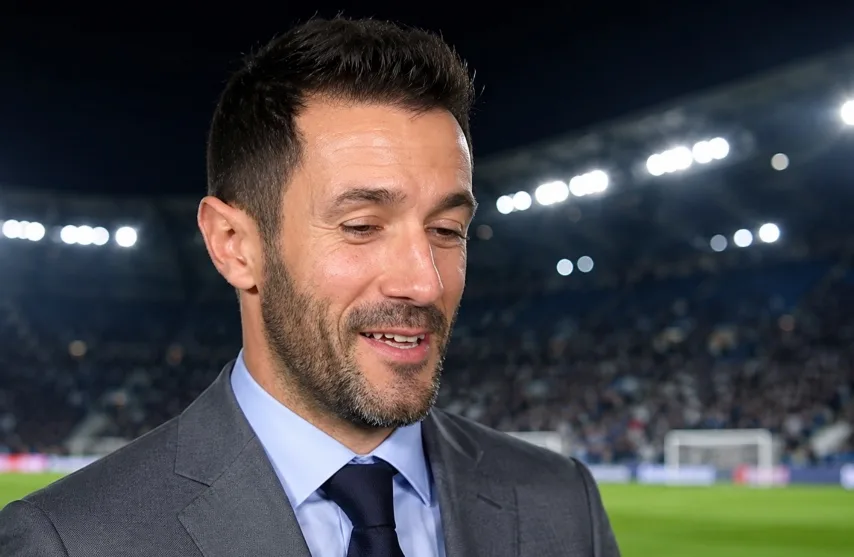 Hugo Viana smiling during the Champions League draw in Monaco