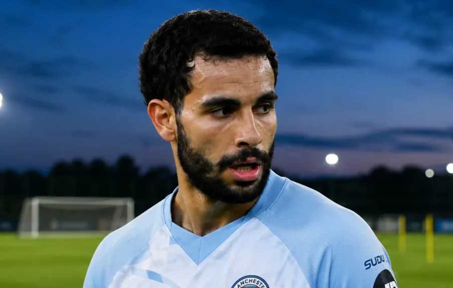 Rayan Ait-Nouri in Manchester City action, with Juventus linked to a late summer move.